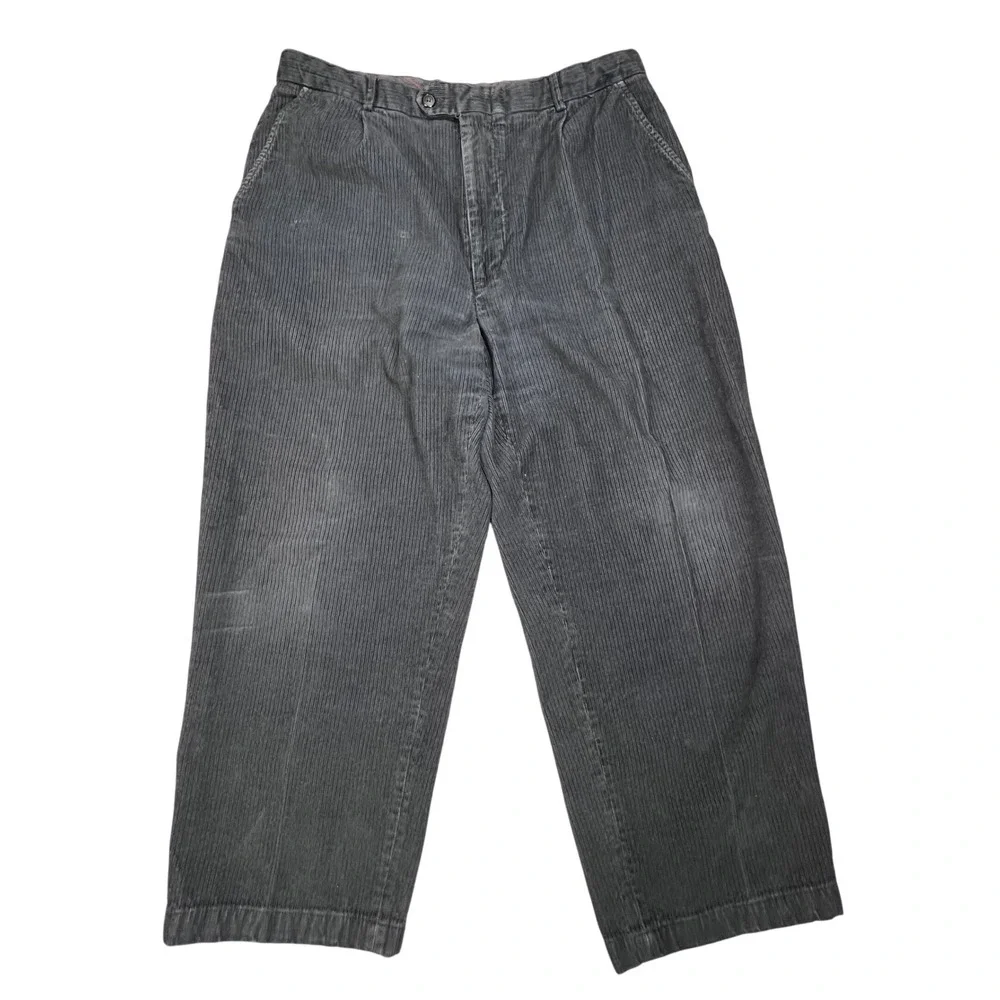 Turnbury Mens Navy Blue Corduroy Pleated Relaxed Fit Pants‎ 38x30